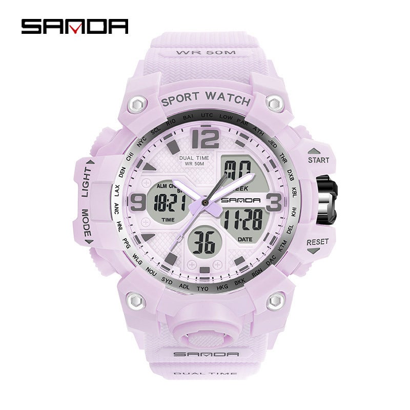 Sanda Fashionable And Cool Watch Men'S Outdoor Swimming Sports Waterproof Watch Junior High School Students Multi-Functional Dual Display Electronic Watch - Image 1